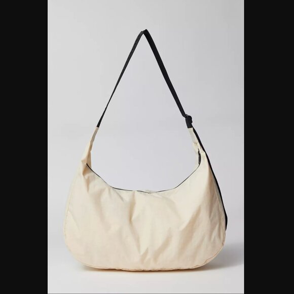 BAGGU Large Nylon Ivory Color Crescent Shoulder Bag - Picture 2 of 6